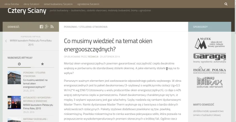 Portal budowlany Cztery Ściany pisze o...