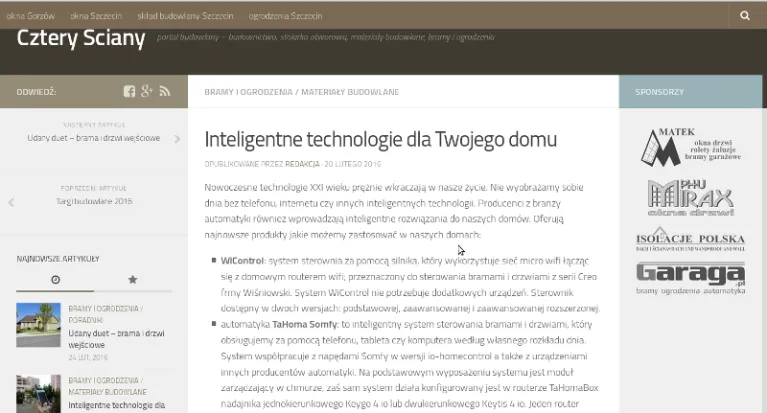 Portal budowlany Cztery Ściany informuje czytelników o ...