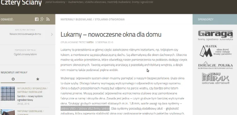 Lukarny na naszym portalu budowlanym Cztery Ściany