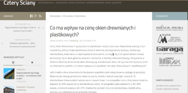 Portal budowlany Cztery Ściany poleca do czytania