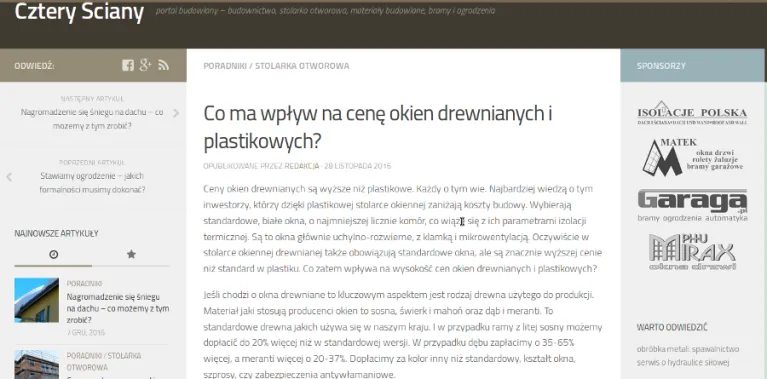 Portal budowlany Cztery Ściany poleca do czytania