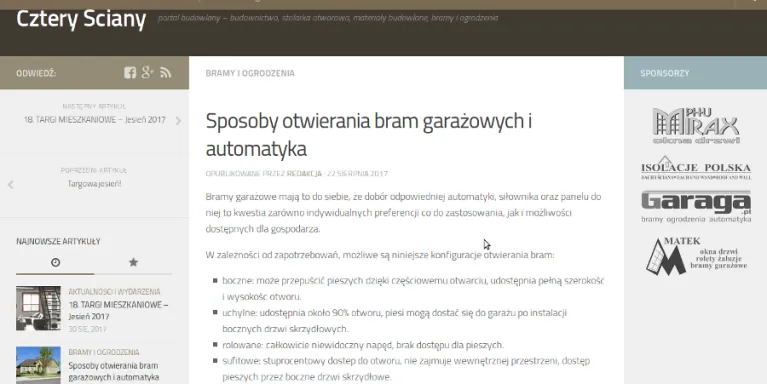 Bramy garażowe na portalu