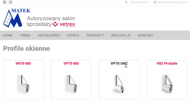 Okna VP70 ONZ, VP70 MD i VR70 MD