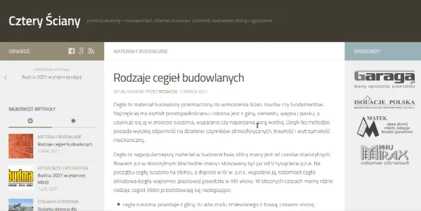 Nowe tematy na portalu Cztery Ściany